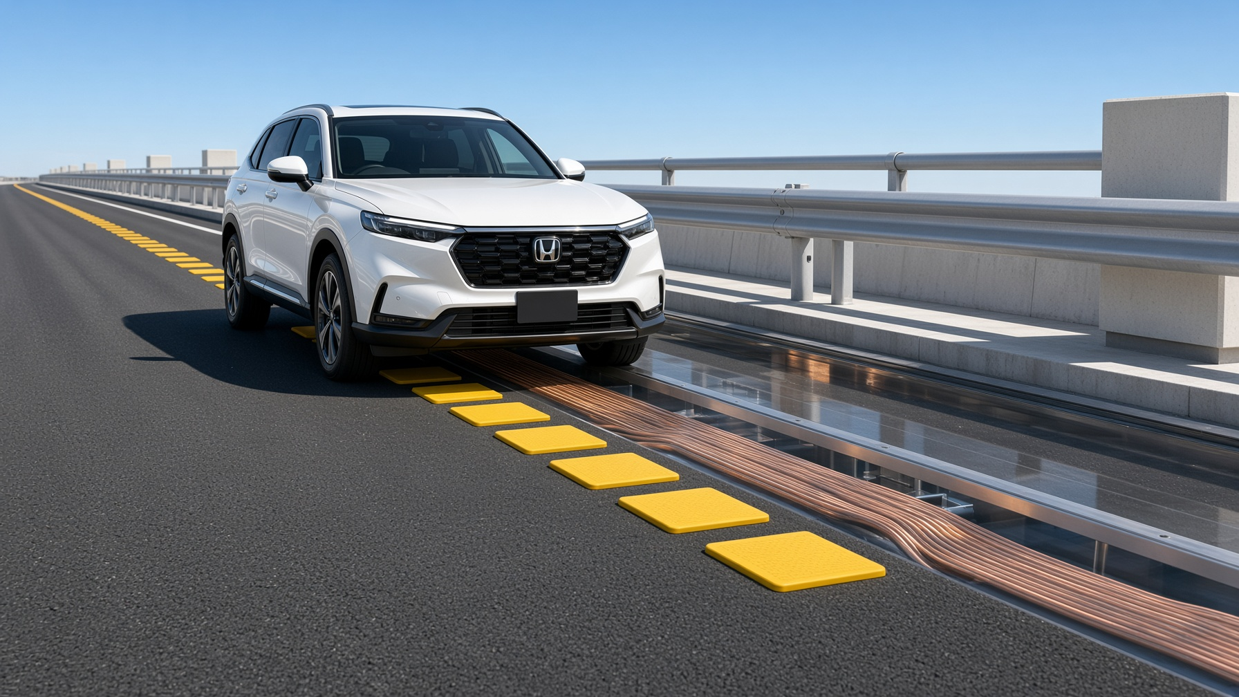 До 150 кВт на ходу. Honda разработала беспроводную зарядку электромобилей прямо во время движения