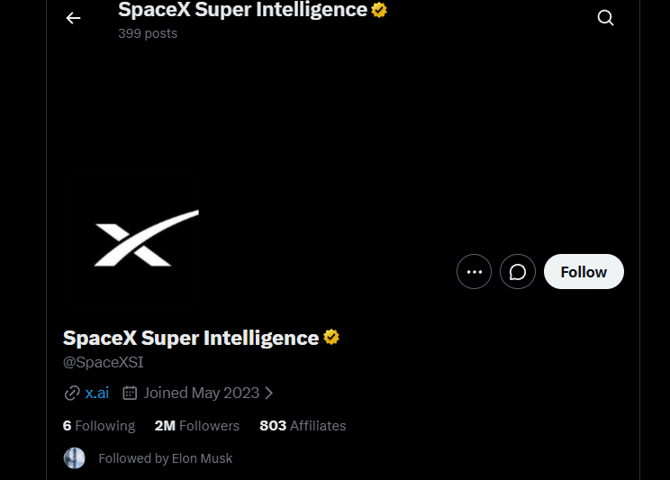 Теперь не SpaceXAI, а SpaceX Super Intelligence. Разработчиков Grok переименовали