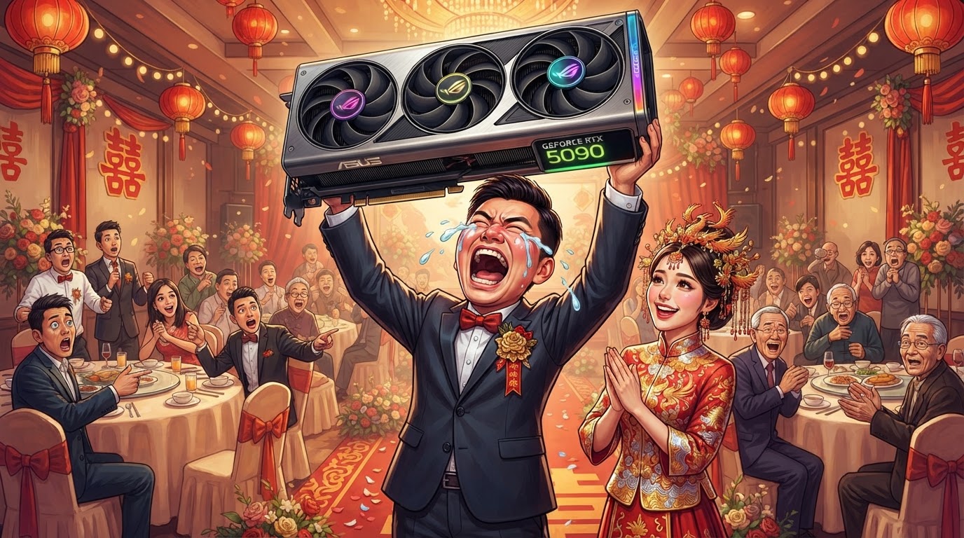 Лучший момент в жизни: невеста подарила жениху GeForce RTX 5090 — тот расплакался